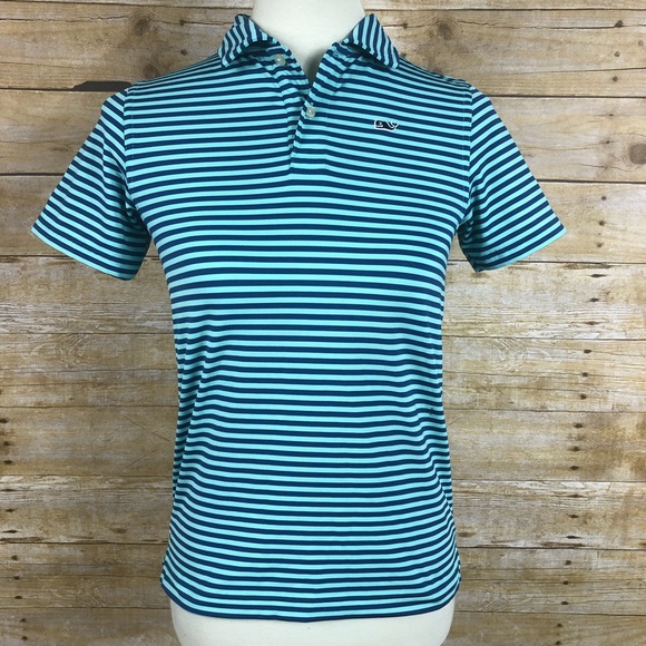 Vineyard Vines Tops - Vineyard Vines Performance Blue Stripped Top Sz S